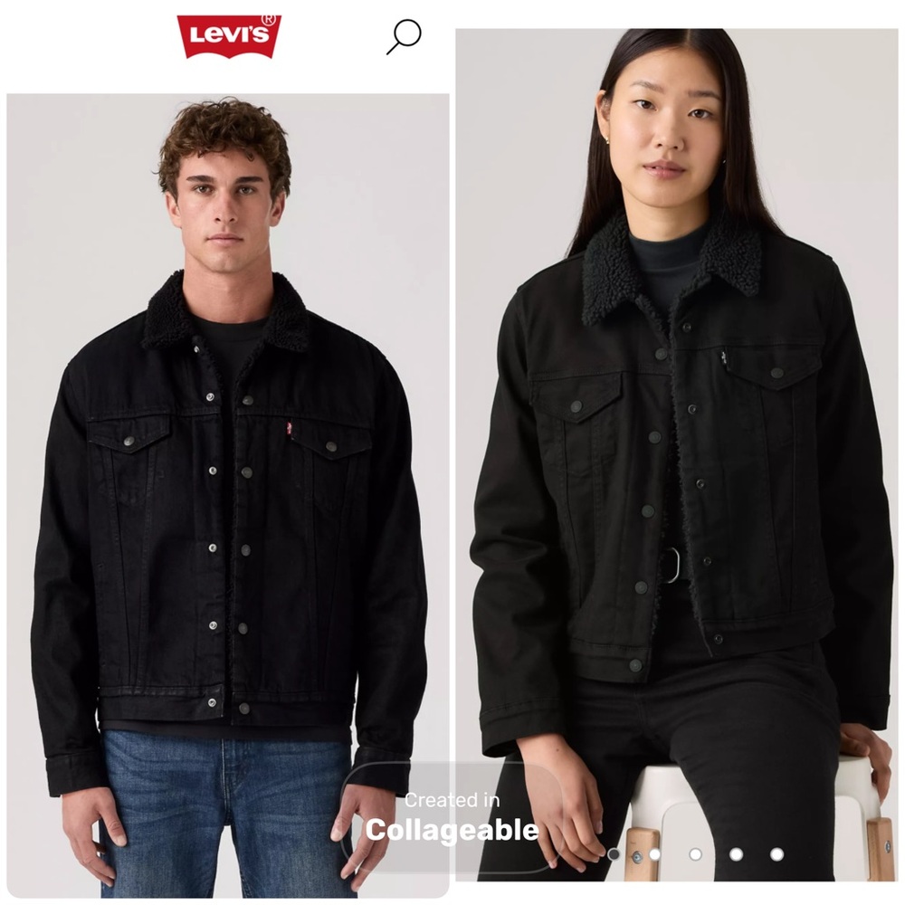 Levi’s TYPE III SHERPA TRUCKER JACKET Unisex, Sherpa, Blackout - Picture 3 of 16